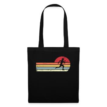 Lignes soleil et rétro - course à pied féminine - - Sac en tissu - noir - Devant