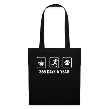 365 jours par an - Patte de chien - Femelle Running - - Sac en tissu - noir - Devant