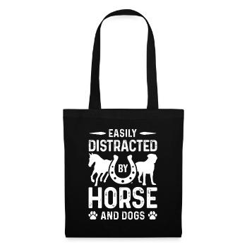 Facilement distrait par les chevaux et les chiens - Sac en tissu - noir - Devant