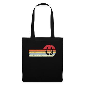 Soleil et lignes rétro - Houe à cheval - - Sac en tissu - noir - Devant
