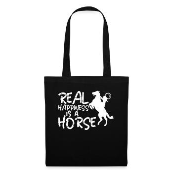 Le vrai bonheur est un cheval - - Sac en tissu - noir - Devant