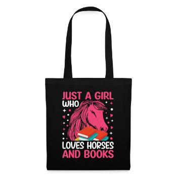 Just A Girl Who Loves Horses und Buch - - Stoffbeutel - Schwarz - Vorne
