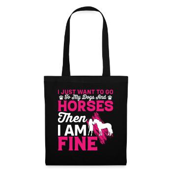 Je veux juste aller vers mon chien et mes chevaux - Sac en tissu - noir - Devant