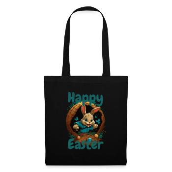 joyeuses Pâques Lapin de Pâques dans le panier de Pâques Lapin Pâques - Sac en tissu - noir - Devant