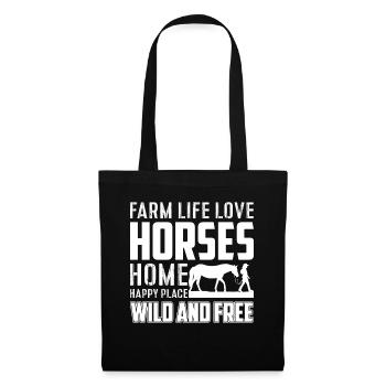 Farm Life Love Horses Home Happy Place Wild And Ven - Sac en tissu - noir - Devant