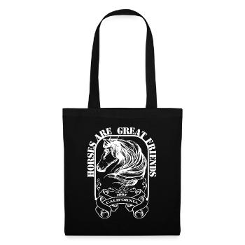 Les chevaux sont de bons amis - - Sac en tissu - noir - Devant
