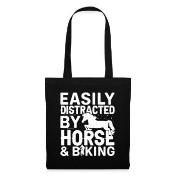 Facilement distrait par les chevaux et le cyclisme - - Sac en tissu - noir - Devant