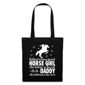 Derrière chaque grande fille de cheval - - Sac en tissu - noir - Devant