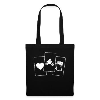 Coeur - Bière - Mec Moto - - Sac en tissu - noir - Devant
