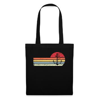 Sun and Retro Lines - Ancre - - Sac en tissu - noir - Devant
