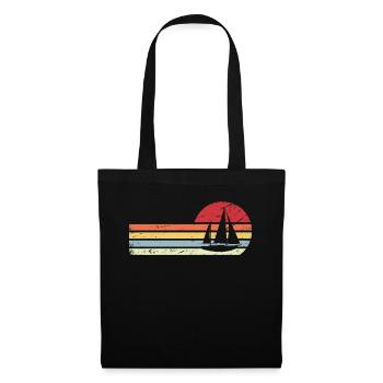 Sun et Retro Lines - Voile - - Sac en tissu - noir - Devant