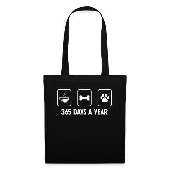 365 Tage im Jahr - Hundepfote - Hundeknochen - - Stoffbeutel - Schwarz - Vorne