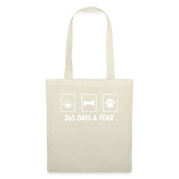 365 Tage im Jahr - Hundepfote - Hundeknochen - - Stoffbeutel - Natur - Vorne