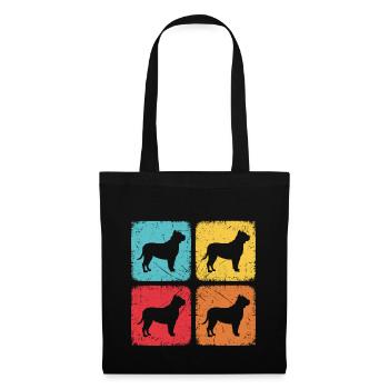 Quadratischer Retro-Hund - Stoffbeutel - Schwarz - Vorne