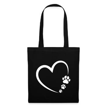 Cœur de patte - Sac en tissu - noir - Devant