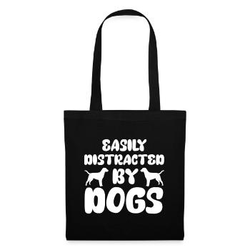 Facilement distrait par les chiens - chiens - Sac en tissu - noir - Devant