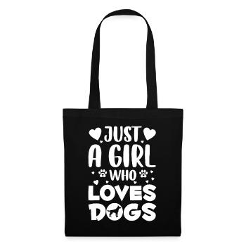 Juste une fille qui aime le chien - Blanc - Sac en tissu - noir - Devant