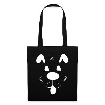 Visage de chien - - Sac en tissu - noir - Devant