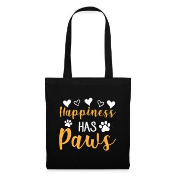 Happiness Has Paws - Herzen und Pfoten - Stoffbeutel - Schwarz - Vorne