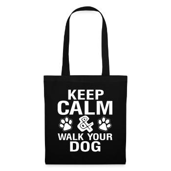 Restez calme _ Promener le chien - Sac en tissu - noir - Devant