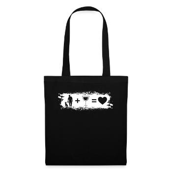 Grunge Rectangle - Heart - Wine - Man with Dog - - Tote Bag - black - Front