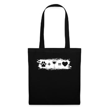 Grunge rectangle - coeur - vin - patte de chien - - Sac en tissu - noir - Devant