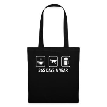 365 jours par an - bière - chat - - Sac en tissu - noir - Devant