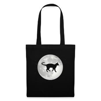 Pleine Lune - Chat - - Sac en tissu - noir - Devant