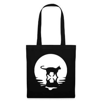 Cercle et réflexion - Chat - - Sac en tissu - noir - Devant