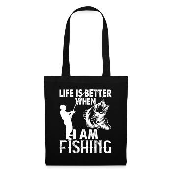 Life is better when I'm fishing - - Tote Bag - black - Front