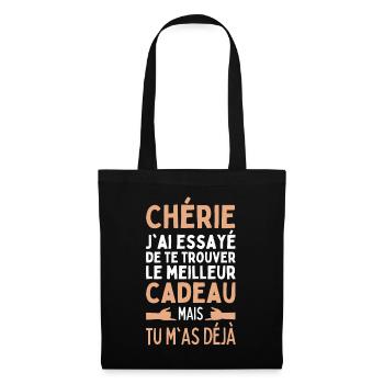 Chérie J'ai Essayé De Trouver Le Meilleur Cadeau - Sac en tissu - noir - Devant