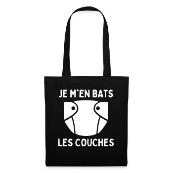 Je M'en Bats Les Couches Humour Papa Drôle Maman - Sac en tissu - noir - Devant