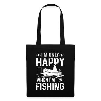 I'm only happy when I fish - Tote Bag - black - Front