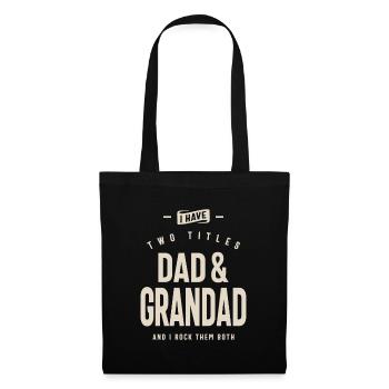 Papa et grand-père - Doublez les titres, doublez le plaisir - Sac en tissu - noir - Devant