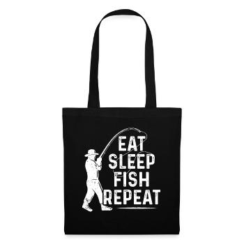 Manger dormir Pêche Répéter - Sac en tissu - noir - Devant