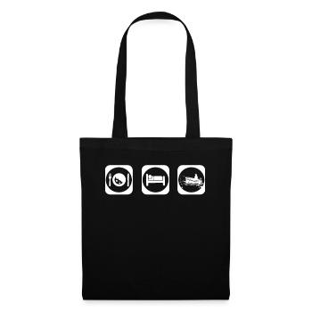 Manger dormir à la pêche 1 - Sac en tissu - noir - Devant