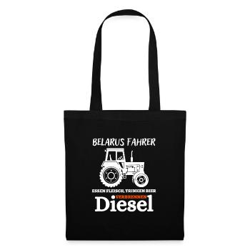 MTS-Belarus Fahrer trinken Bier verbrennen Diesel - Stoffbeutel - Schwarz - Vorne
