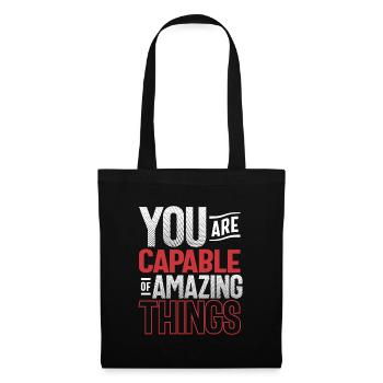 Capable de choses étonnantes - Citation de motivation - Sac en tissu - noir - Devant