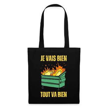 Ca Va Je Vais Bien Tout Va Bien - Benne À Ordure - Sac en tissu - noir - Devant
