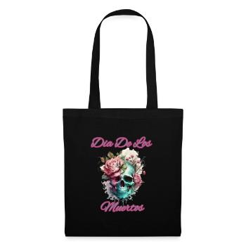 Skull with Flower Slide De Los Muertos - Tote Bag - black - Front