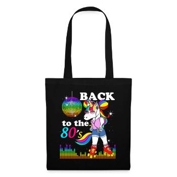Einhorn Roller Vintage Disco Musik 80er Jahre - Stoffbeutel - Schwarz - Vorne