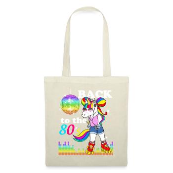 Einhorn Roller Vintage Disco Musik 80er Jahre - Stoffbeutel - Natur - Vorne