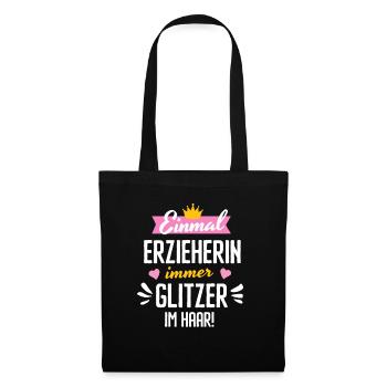 Erzieherin Kita Abschied Glitzerhaar Zauber - Stoffbeutel - Schwarz - Vorne