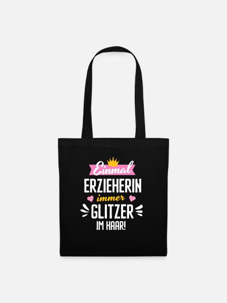 Erzieherin Kita Abschied Glitzerhaar Zauber - Stoffbeutel - Schwarz