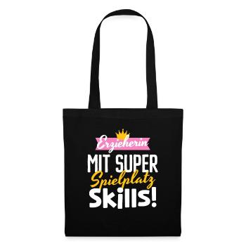 Erzieherin Abschied Super Spielplatz Skills Kita - Stoffbeutel - Schwarz - Vorne