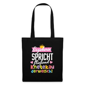 Kindergärtnerin Kita Knete Kauderwelsch Sprache - Stoffbeutel - Schwarz - Vorne