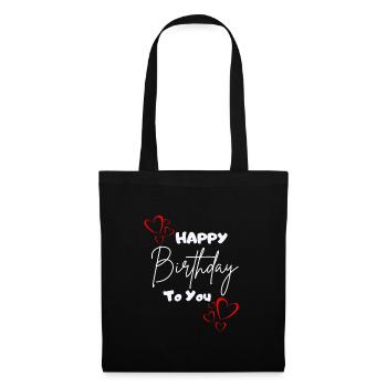 Happy Birthday to you-mit Herzen - Stoffbeutel - Schwarz - Vorne
