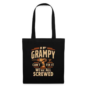 Wenn Grampy es nicht reparieren kann Lustiger Handwerker Opa - Stoffbeutel - Schwarz - Vorne