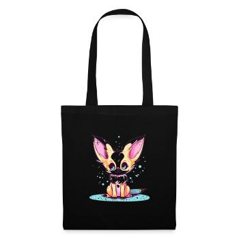 Süßer Anime -Stil Fox Kawaii - Stoffbeutel - Schwarz - Vorne