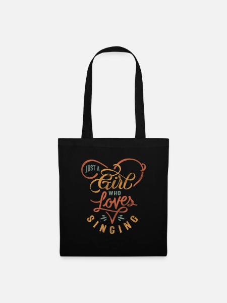 Chanter, Chanter, Musique, Musical, Fille - Sac en tissu - noir